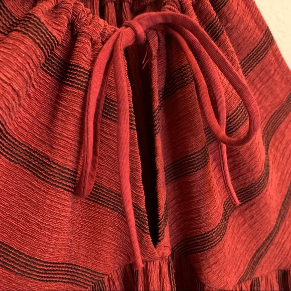 Topshop Boho Burgundy Striped Midi Dress - Size 12 (EUC) - Picture 4 of 8